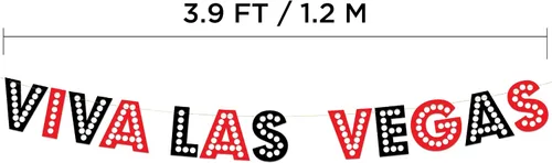 Miniatura 4 de Viva Las Vegas - Cartel con purpurina roja y negra preencordada, decoraciones de despedida de soltera para ella, suministros de fiesta, recuerdos