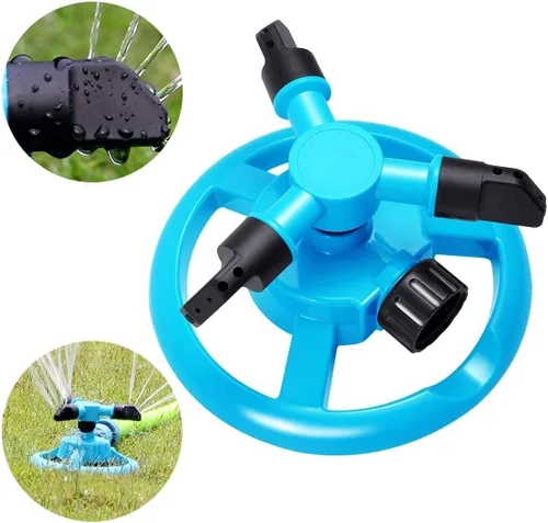 Miniatura 3 de Sene Aspersor automático de agua de jardín, sistema de riego de césped, rotación de cobertura de área grande, 360 grados, aspersor de plástico azul
