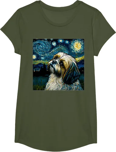 Miniatura 91 de Camiseta Surrealism Starry Night Shih Tzu Dog