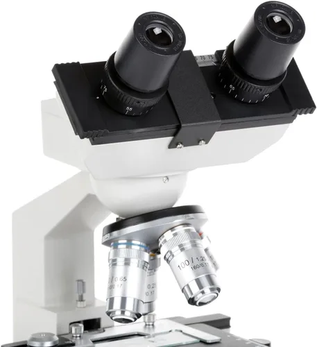 Miniatura 3 de Microscopio compuesto binocular LED lab 40X-2000X Omax con doble capa, etapa mecánica y coaxial fino/grueso, perilla de enfoque