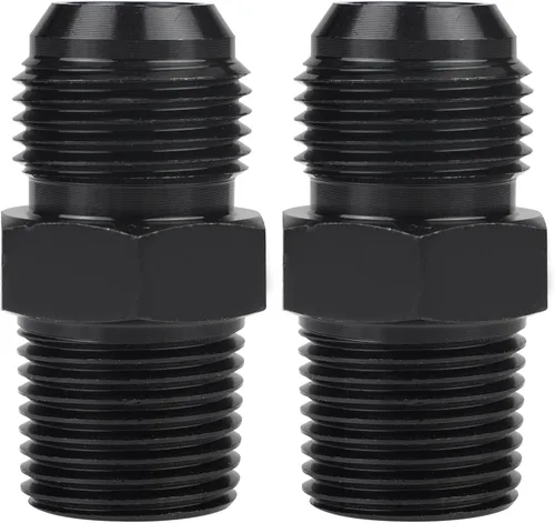 Miniatura 28 de Adaptador de manguera de tubería macho de 10AN a 1/4 NPT de aluminio recta para línea de combustible, adaptador de manguera de aluminio negro