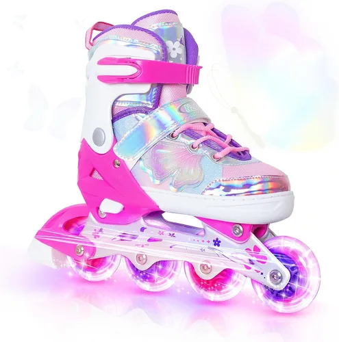 Miniatura 9 de Nattork Patines en Línea para Niñas y Niños, 4 Tallas Ajustables Patines Butterfly Blades con Todas las Ruedas Iluminadas - Regalo de Cumpleaños