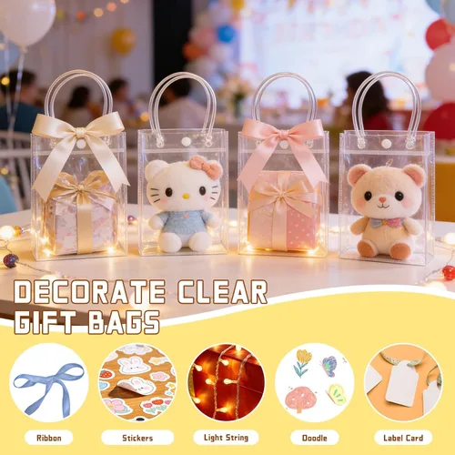 Miniatura 5 de BadenBach - 24 bolsas pequeñas de regalo transparentes con asas, 5.1 x 5.9 x 2.8 pulgadas, mini bolsa de plástico transparente para fiesta, bolsa