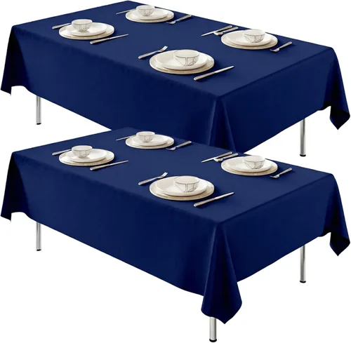 Miniatura 49 de Fixwal Paquete de 2 manteles rectangulares negros de 60 x 102 pulgadas, reutilizables, resistentes, lavables, para mesas de 6 pies, bodas, fiestas