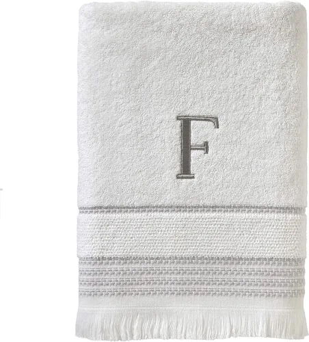 Miniatura 42 de SKL Home Toalla de baño casual con monograma, S, 28 x 54 pulgadas, color blanco