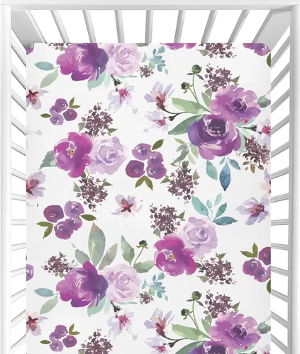 Miniatura 31 de CaTaKu Sábanas de cuna para niñas y niños – Sábanas de bebé bohemias con flores silvestres, sábanas de colchón neutro para cuna para cama