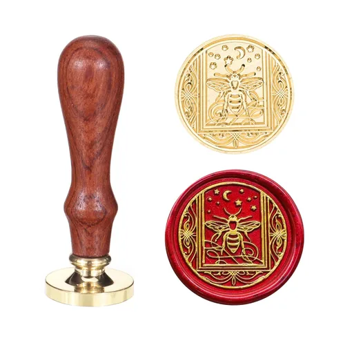 SWANGSA Sello de cera de abeja estrellada, sello de sellado de cabeza de latón vintage, ideal para adornar invitaciones de fiesta, paquetes de vino,