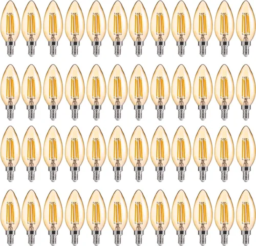 Miniatura 29 de FLSNT Amber LED Candelabra Light Bulbs 40W Equivalent, B11 E12 LED Chandelier Bulbs, 2200K Warm White, Dimmable, 330LM, 96 Pack UL,CA65 Listed.