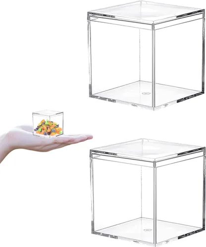 Miniatura 16 de Caja de acrílico transparente con tapa, contenedores de cubo cuadrado de plástico, caja de almacenamiento para el hogar y la oficina, caja