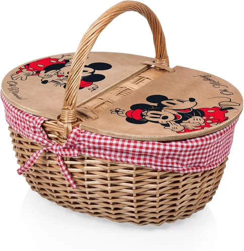 Miniatura 9 de Picnic TIME Coca-Cola Country - Cesta de picnic vintage con tapa, cesta de picnic de mimbre para 2 personas, patrón de cuadros rojos y blancos