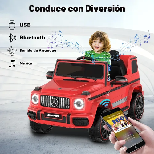 Miniatura 5 de ANPABO Auto de juguete Mercedes-Benz G63 con licencia, para niños, 12 V, con control remoto para padres, aviso de batería baja, faro delantero LED