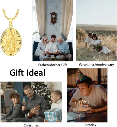 Miniatura 542 de Collar de plata de ley 925 con medalla de San Patrón, colgante de protección católica, amuleto, joyería religiosa para hombres y mujeres
