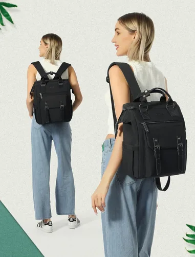 Miniatura 6 de LOVEVOOK - Mochila para laptop de mujer, mochila para profesores y enfermeras, bolsa de trabajo y viaje, mochilas para computadora, Negro-negro