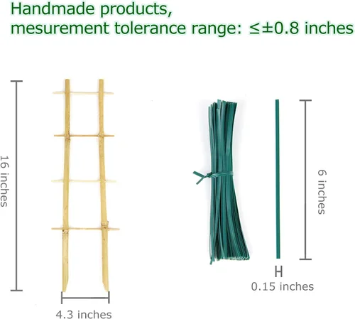 Miniatura 5 de Cambaverd Enrejado de bambú, enrejado en forma de escalera de 16 pulgadas para plantas en maceta, paquete de 3 para plantas trepadoras