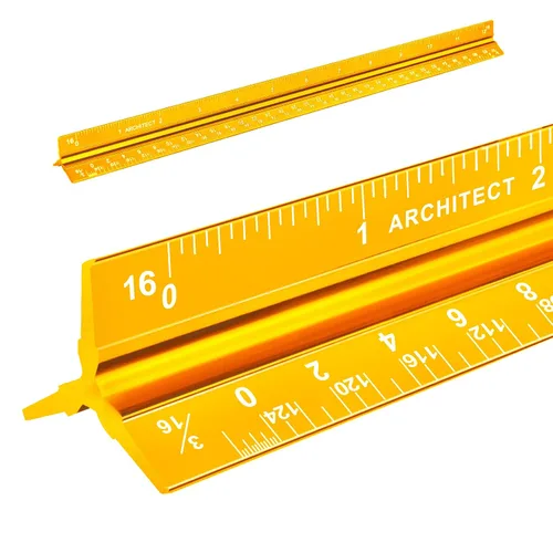 Miniatura 11 de Regla de escala triangular de arquitectura e ingeniería, juego de reglas de escala arquitectónica de 12 pulgadas, aluminio grabado con láser
