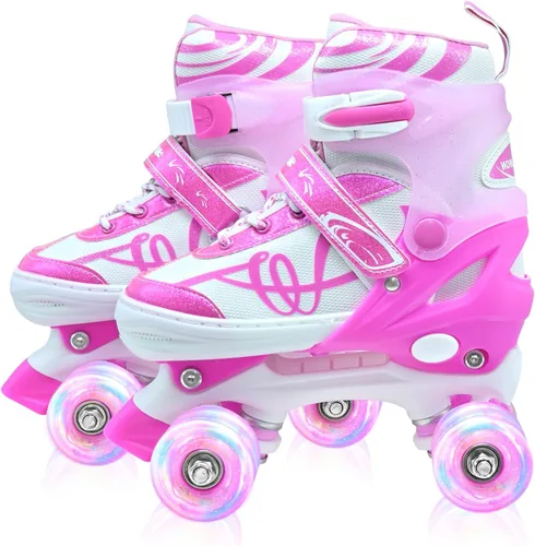 Miniatura 8 de Patines de ruedas para niños, patines ajustables para jóvenes y adolescentes de 5 a 8 años, 8 a 12 y 12 a 14 años, con ruedas iluminadas, patines