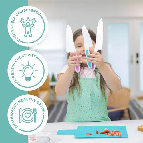 Miniatura 6 de Tovla Jr. - Juego de cuchillos seguros para niños para cocina real, 3 piezas, cuchillos de cocina para niños pequeños, herramientas de cocina Varios