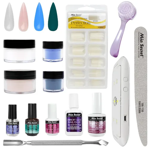 Miniatura 9 de Mia Secret Kit de uñas en polvo de inmersión de 14 piezas, blanco, verde claro, amarillo neón