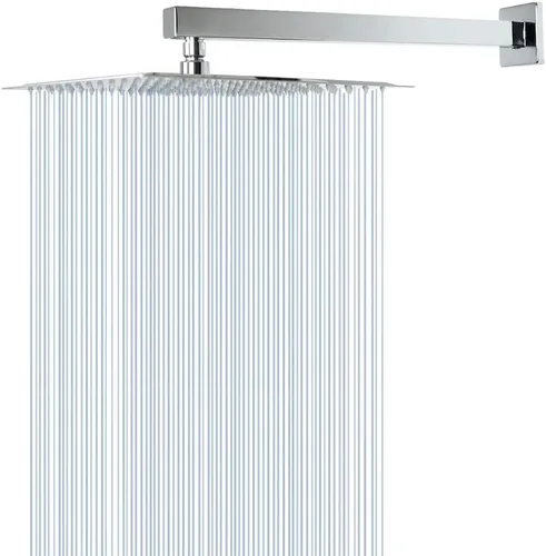 Cabezal de regadera con brazo extensible, alta presión, cuadrado, con brazo para regadera, acero inoxidable, tipo lluvia, cascada, cobertura de Cromo