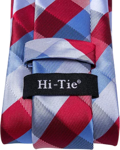 Miniatura 264 de Hi-Tie Corbata clásica de cachemira para hombre con pañuelo y gemelos a cuadros