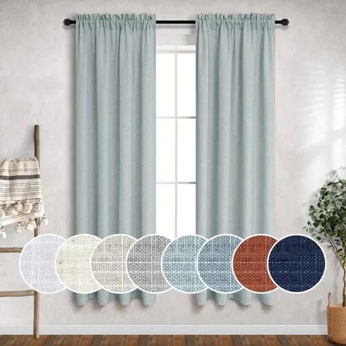 Miniatura 63 de Cortinas blancas puras de 38 pulgadas de ancho para dormitorio, juego de 2 paneles de cortinas de privacidad con bolsillo para barra, cortinas