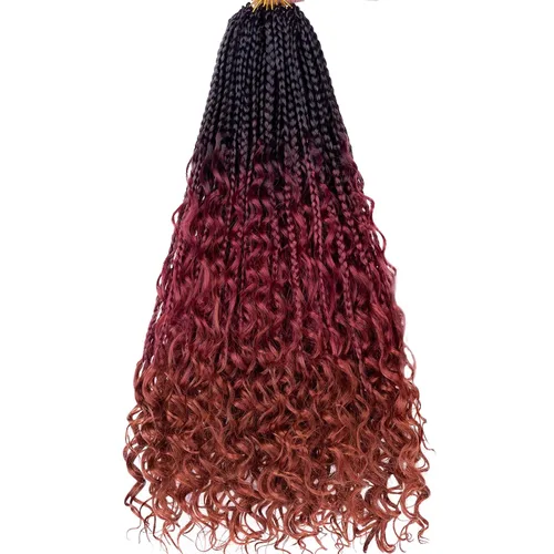Miniatura 33 de Unionbeauty - 8 paquetes de trenzas bohemias de diosa en caja, de ganchillo de pelo para mujer negra, 8 pulgadas de trenzas de caja bob bohemias
