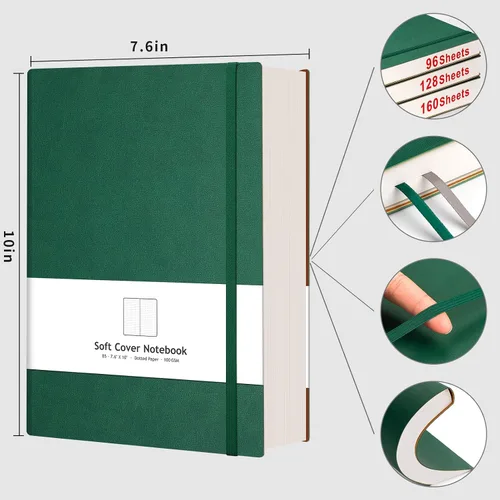 Miniatura 4 de AHGXG Diario de puntos con viñetas – Cuaderno de 320 páginas con cuadrícula de puntos B5, diario grande, papel punteado grueso de 100gsm, tapa Verde