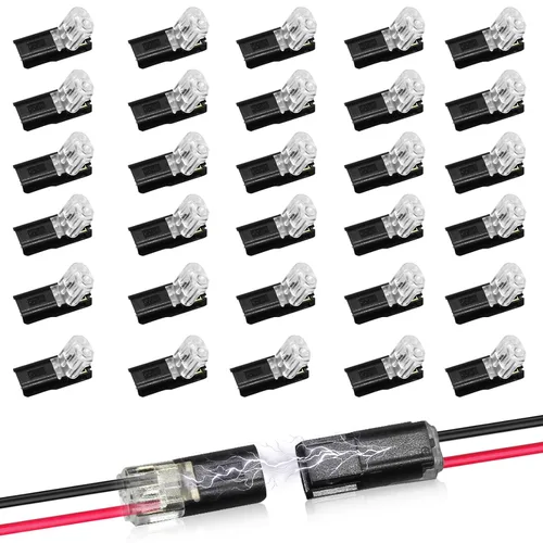 Miniatura 10 de 20 piezas conectores enchufables de doble cable, conectores de tira de luz LED, 2 pines, conectores de tira de luces LED, conector de cable de bajo