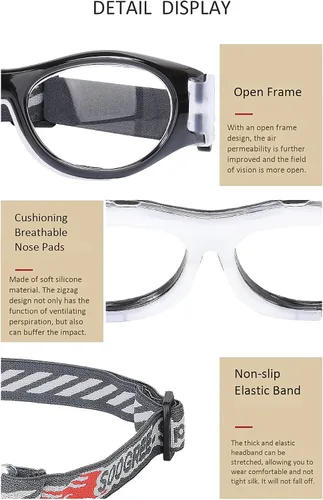Miniatura 6 de SooGree Gafas deportivas para niños – Gafas de baloncesto y fútbol – Gafas de seguridad para niños – Anteojos antigolpes – Marco 7-14