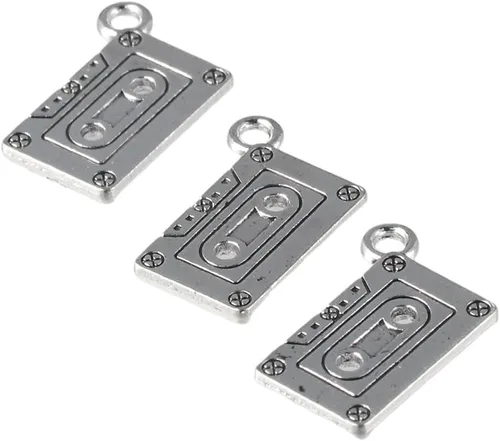 Miniatura 5 de 50 dijes con forma de cintas de casete de audio, 0.866 x 0.630 in de aleación antigua para hacer joyas y bricolaje