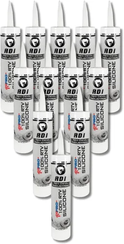 Miniatura 12 de Red Devil 08162I RD PRO RTV de grado industrial 100% silicona resistente a la intemperie, tubo de 10.1 oz, almendra, paquete de 1