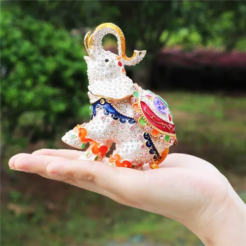 Miniatura 3 de WaltzF - Figura decorativa decorativa de elefante grande con bisagras pintadas a mano