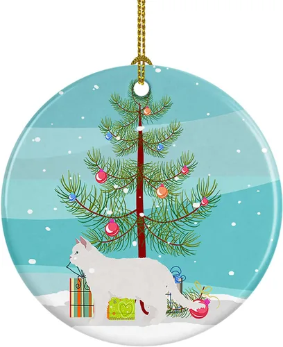 Miniatura 188 de Caroline's Treasures Adorno de cerámica con texto en inglés "Merry Christmas" para colgar en el árbol de Navidad, decoración para el hogar, Navidad