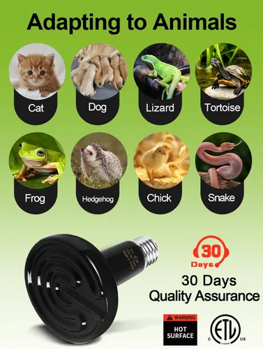 Miniatura 8 de Emisor infrarrojo de cerámica de 75 W, calentador de reptiles sin luz, para dragones barbudos, lagartos, tortugas, serpientes, anfibios y pollos