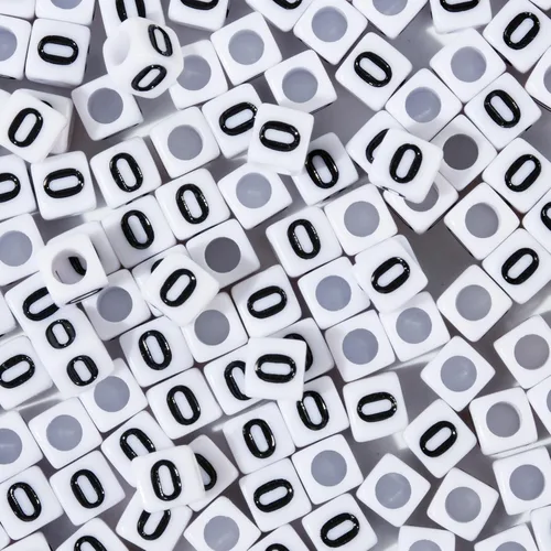 Miniatura 32 de 1400 cuentas redondas blancas y negras para pulseras, cuentas digitales de símbolo matemático del 0 al 9, juego de cuentas acrílicas de número