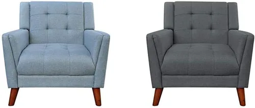 Christopher Knight Home Alisa Mid Century - Sillón de tela moderna de mediados de siglo, color azul, nogal y silla Evelyn de tela moderna de