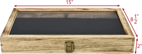 Miniatura 2 de Alhajerocaja para almacenar cuentas con tapa de vidrio templado y terciopelo negro. Caja de muestra de medallas, premios, alhajas y cuchillos.