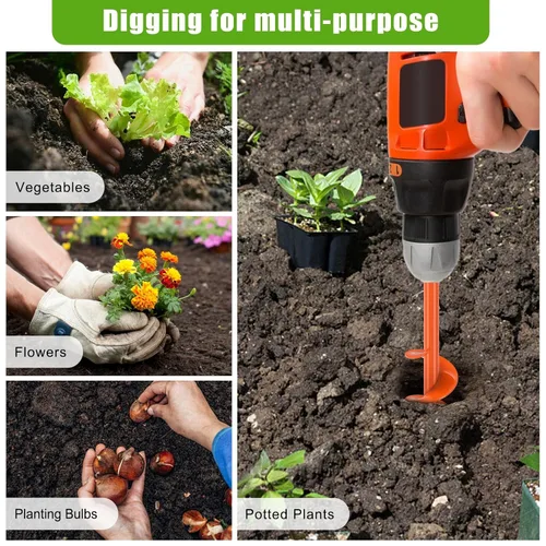 Miniatura 6 de Insaga Broca de taladro de 1.6 x 9 pulgadas para plantar, taladro de tierra en espiral de 0.098 in de grosor para excavador de agujeros de poste
