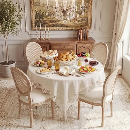 Miniatura 8 de Polar Aurora Juego de 2 sillas de comedor con respaldo cuadrado de tela beige con patas de madera maciza y marco para cocina francesa de campo