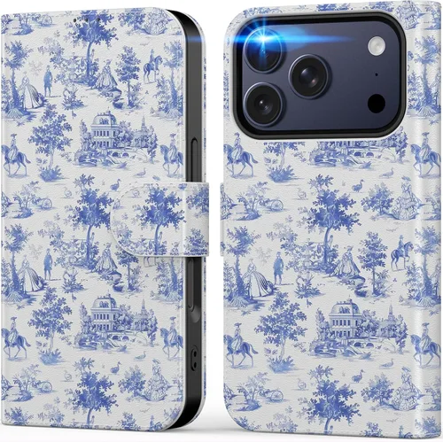 Miniatura 80 de DEENAKIN Funda tipo cartera para iPhone 15 con tarjetero + clip para efectivo, bloqueo RFID, protección contra caídas de grado militar y obras