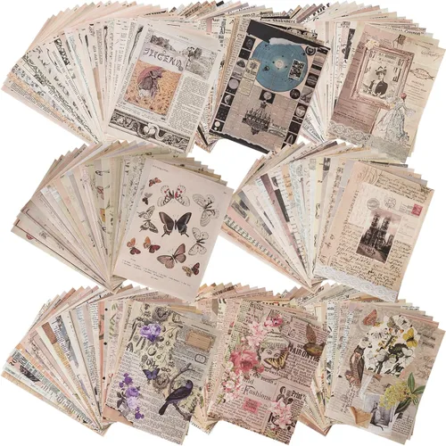 192 hojas de papel para álbum de recortes, suministros de journaling para álbumes de recortes, kits de manualidades, pósteres vintage para
