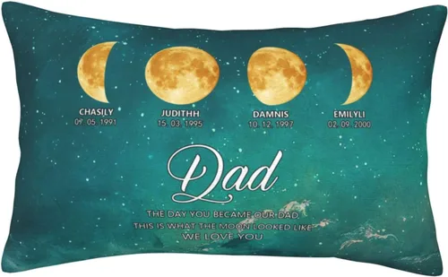 Miniatura 32 de Custom The Day You Became Our Mom Pillow Cover, Personalized Family Birth Moon Phase Pillowcases with Name Birthdate Gift for Mom Dad Father's Day