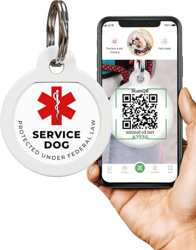 Miniatura 11 de Etiqueta para mascotas con código QR - ID de perro de servicio, ESA, etiquetas de nombre de apoyo emocional (hueso)