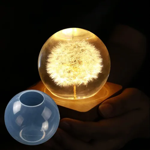 Miniatura 3 de 2 moldes de resina de esfera grande de 4 pulgadas, 3 pulgadas, transparente, 3D, sin costuras, de silicona, para preservación de flores, bricolaje