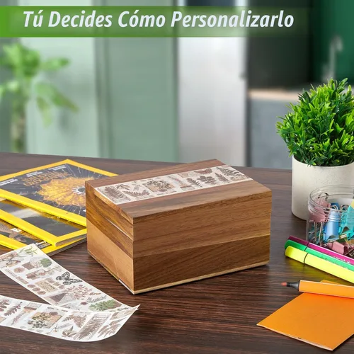 Miniatura 4 de DRASTAR Caja de Recuerdos, Caja de Memoria de Madera de Acacia con Tapas con Bisagras, Caja de Joyería de Madera, Caja de Almacenamiento Pequeña