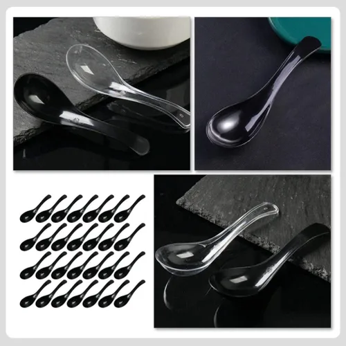 Miniatura 5 de Hemoton Cucharas de sopa desechables para llevar de 9.44 pulgadas, cucharas de sopa asiáticas de plástico resistente para servir sopas de fideos