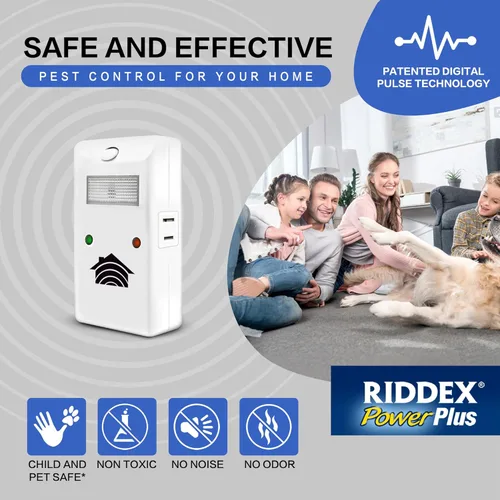 Miniatura 9 de RIDDEX Power Plus Repelente de Insectos Enchufe, Disuasor de Ratones - Control de Plagas para la Defensa Contra Ratas, Ratones, Cucarachas, Bichos