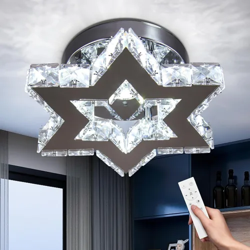 Miniatura 9 de Mini Lámpara de Araña LED de Cristal - Lámpara de Techo Empotrada Regulable Moderna con Control Remoto - Pequeña Lámpara de Araña de Estrella