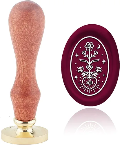 Miniatura 11 de CRASPIRE Sello de cera de tren de cobre de 1.181 in de cobre, sello de sellado desmontable con cabeza de latón con mango de madera, carta de boda