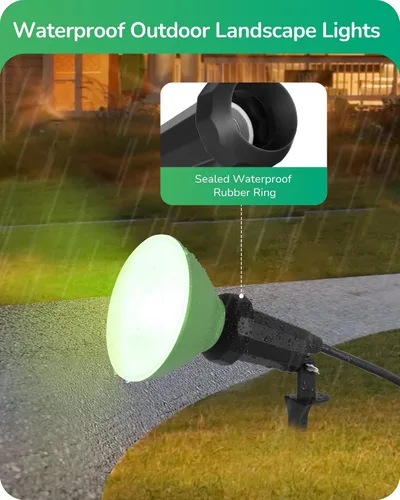Miniatura 3 de EDISHINE Focos de 120 V para exteriores, cable de 6 pies, resistente a la intemperie, luces LED de estaca de inundación enchufables, bombilla E26